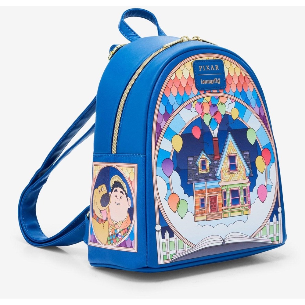 Loungefly Pixar Up Mini Backpack House Balloons‎ Stained Glass Bag NWT - Picture 2 of 5